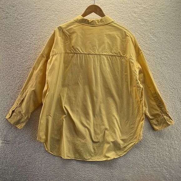 TopShop Shirt Womens‎ Small Yellow Poplin Button Down Oversized Long Sleeve - Picture 7 of 8